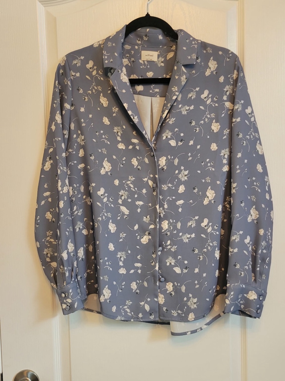 Wilfred Floral Greyish blue Button-Front Women's Blouse